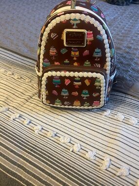 Loungefly Brown Cupcake Print Mini Backpack with White Trim